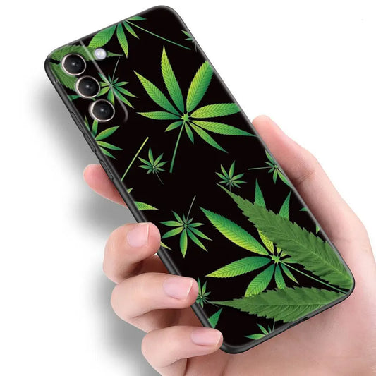Trippy Weed 420 Phone Case For Samsung Galaxy S22 S21 Ultra S20 FE S8 S9 S10E S10 Plus S10 Lite M23 5G Black Soft Cover